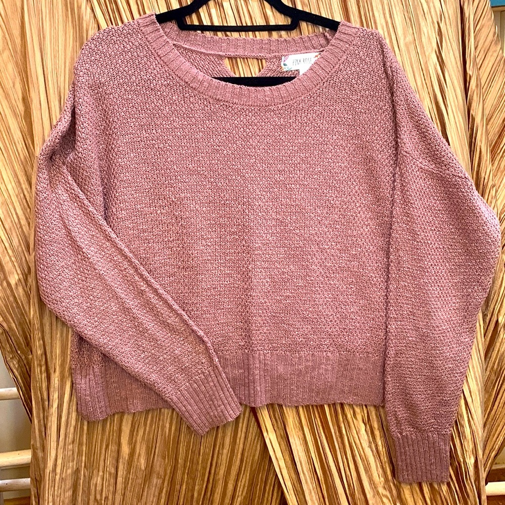 Pink Rose pullover sweater in slub knit Mauve
